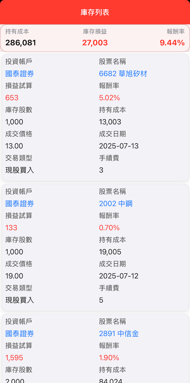 交易記錄管理介面