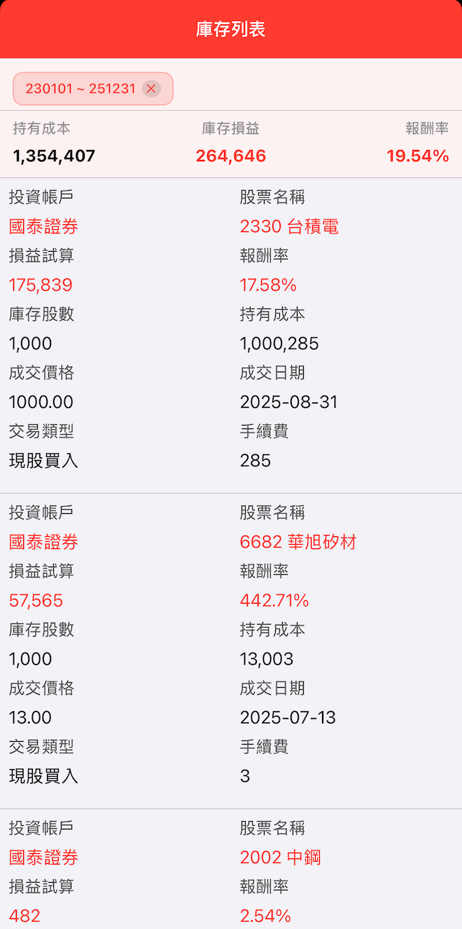 交易記錄管理介面